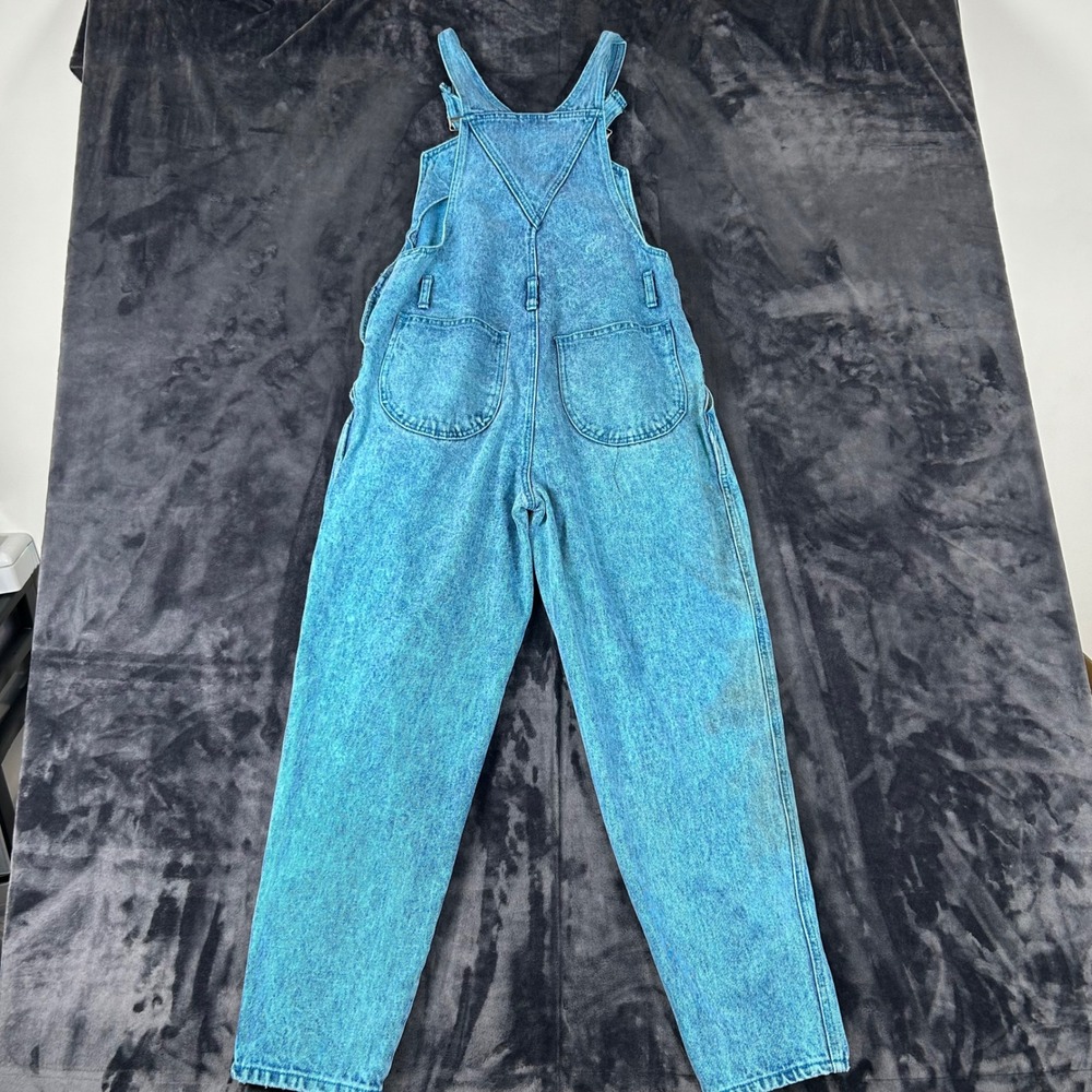 MTC Overalls Womens Medium Blue Acid Wash Denim Pleated Bib Dungarees 3423